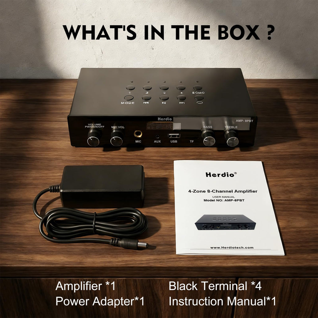 60W 8 Channel Bluetooth Stereo Audio Amplifier Receiver Q86261