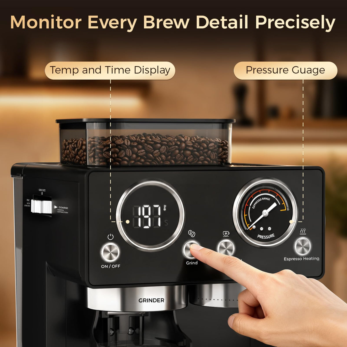 20Bar Espresso Machine with Conical Burr Grinder P694091