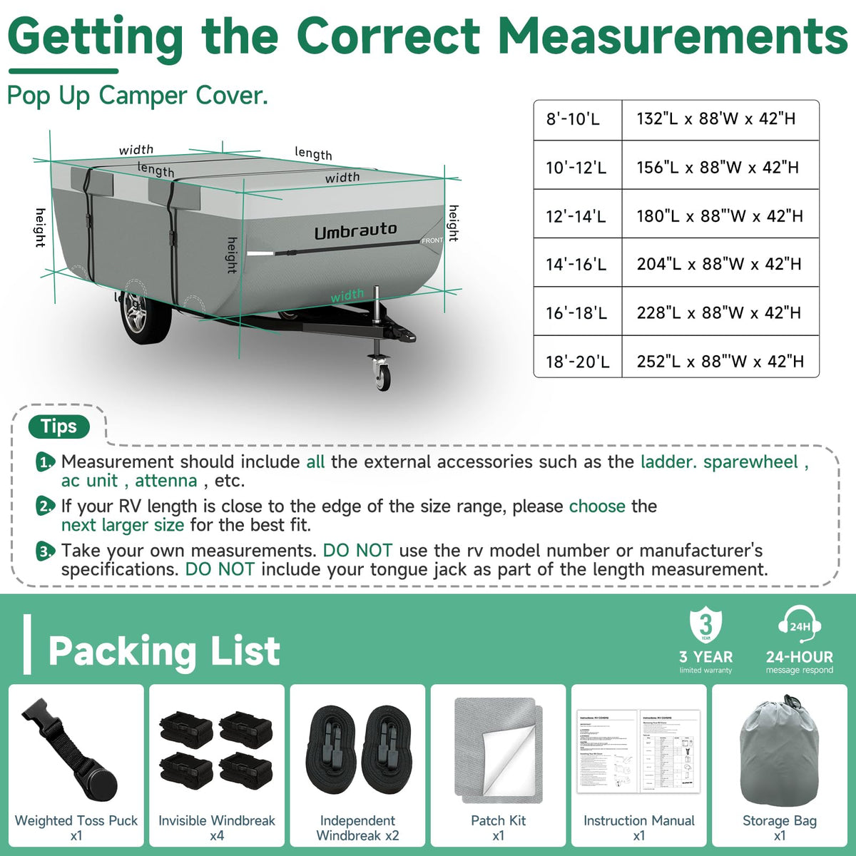 Pop Up Camper Cover 14-16 ft P307