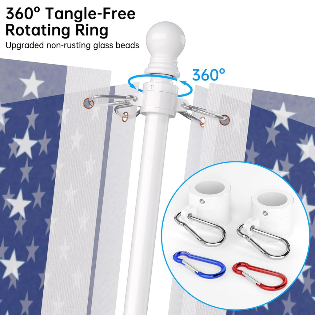 6 FT Stainless Steel Tangle Free Flag Pole Kit S684