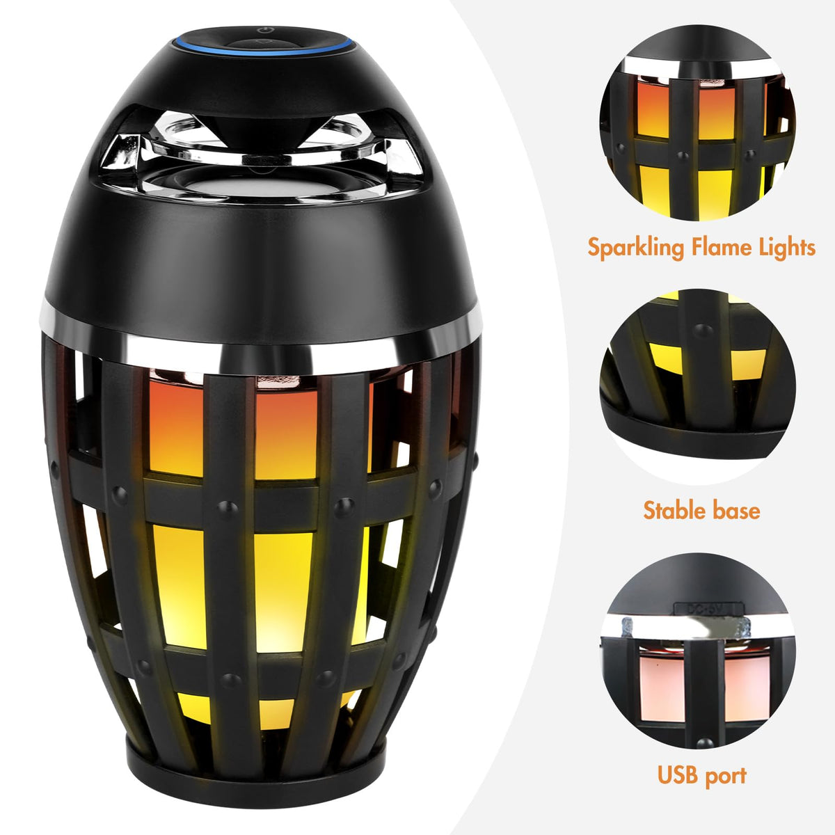 2 Pack Outdoor Bluetooth Flame Speakers with Stakes T343301
