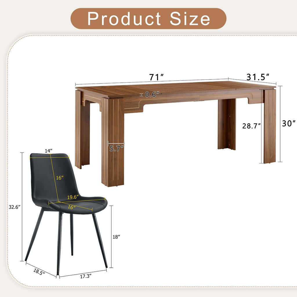 Walnut 9 Piece Dining Table Set with 8 Black Upholstered Chairs M6793