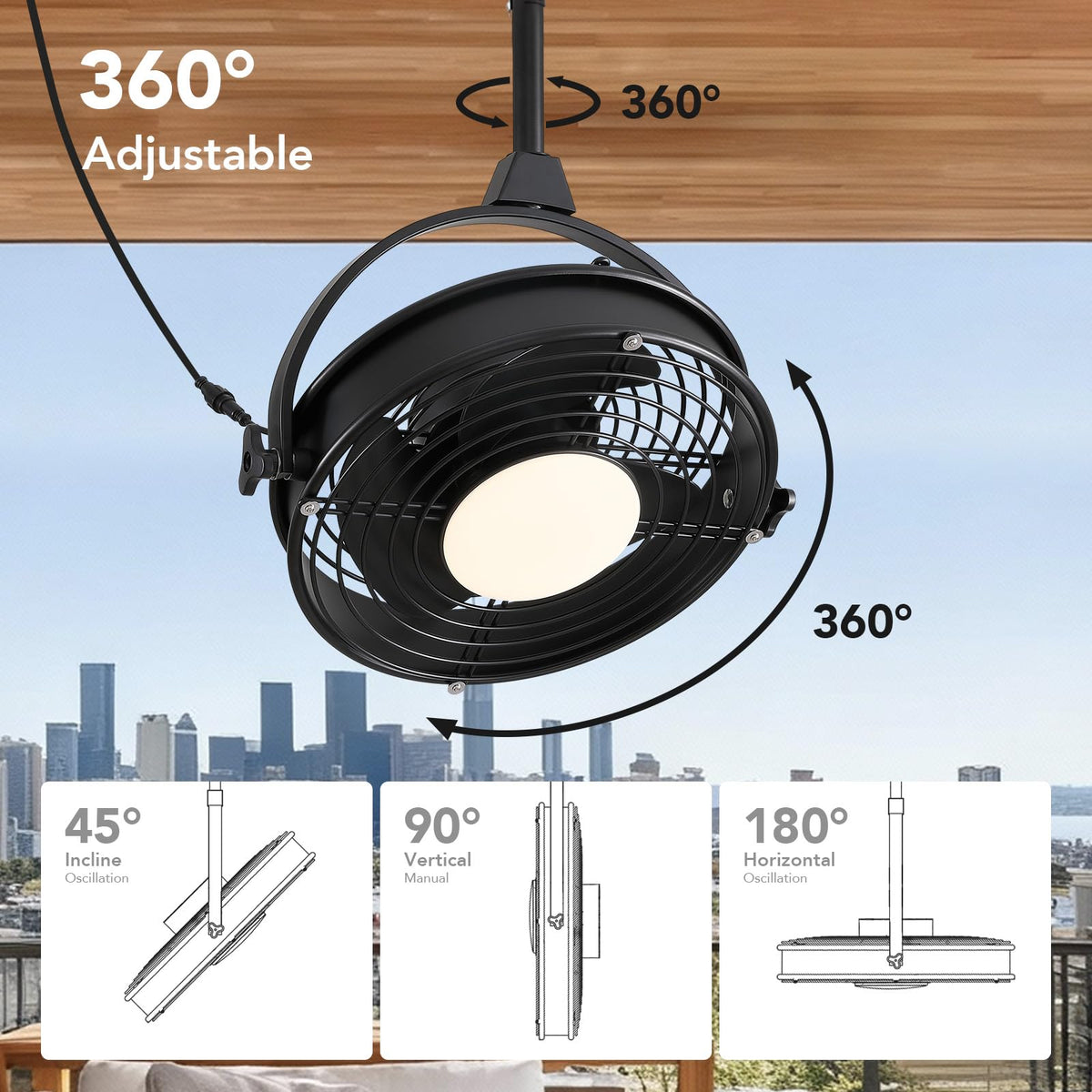 20" Outdoor Ceiling Fan with Lights T2301