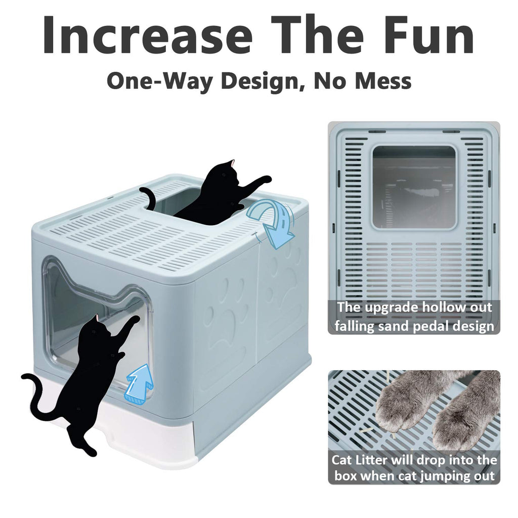 Foldable Enclosed Cat Litter Box with Lid and Litter Scoop Z48315