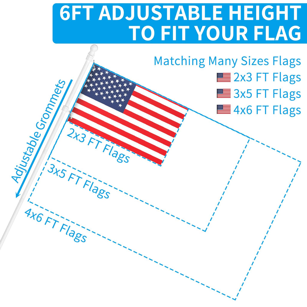 6 FT Stainless Steel Tangle Free Flag Pole Kit S684