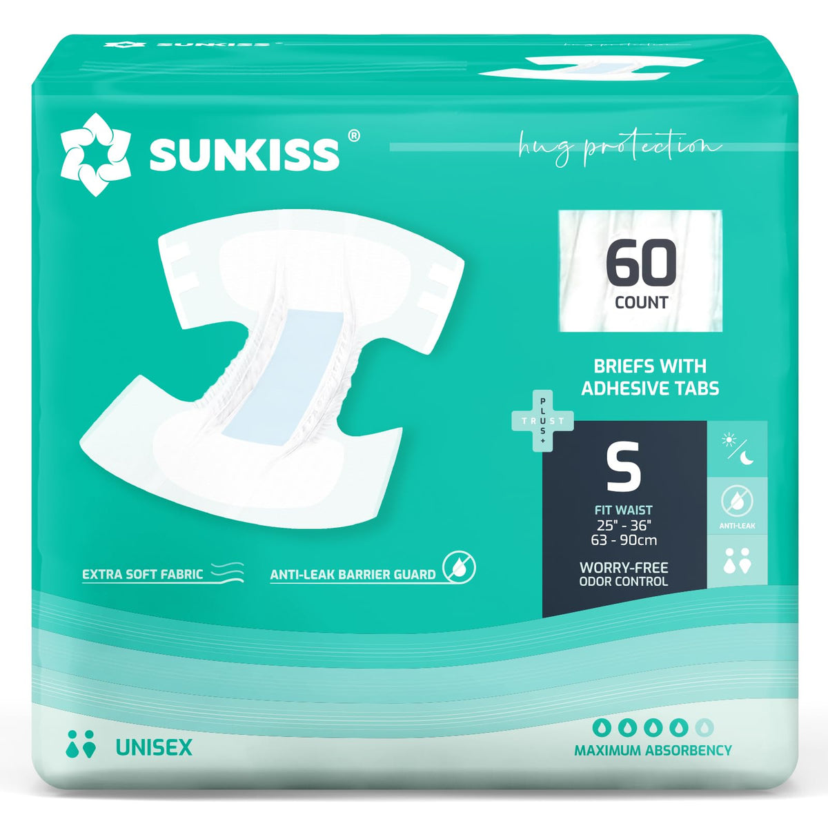 Adult Diapers with Tabs, Small, 60 Count M5086