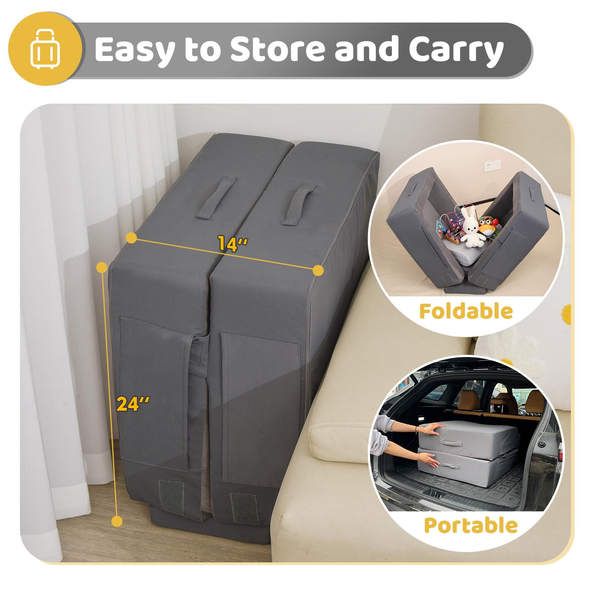 Portable Toddler Travel Bed with Soft Foam Safety Rails M9310