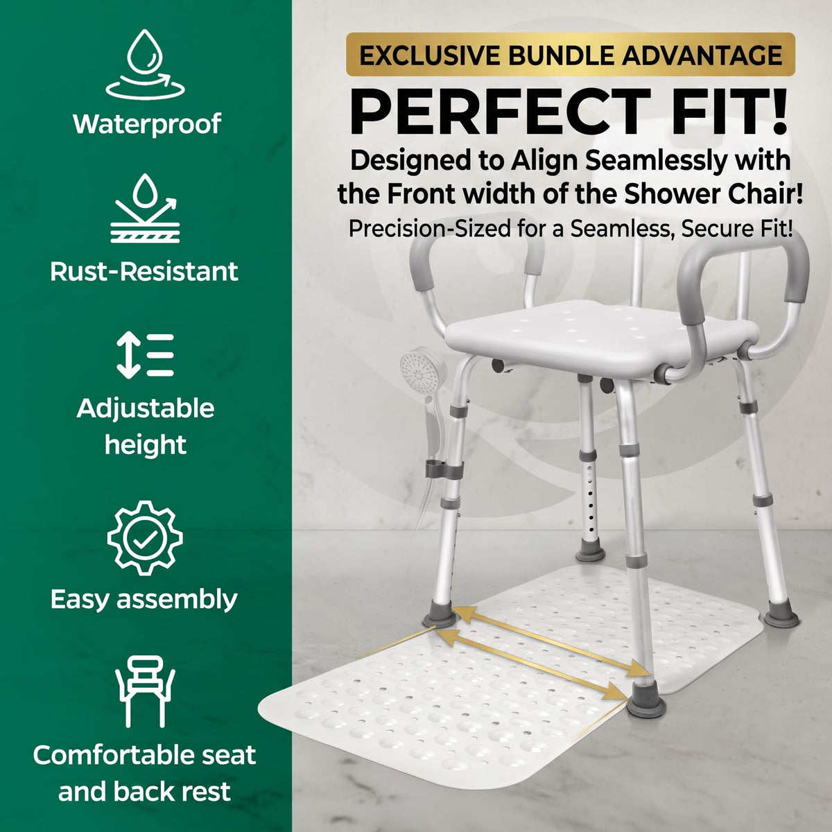 Adjustable Shower Chair with Mat X5046