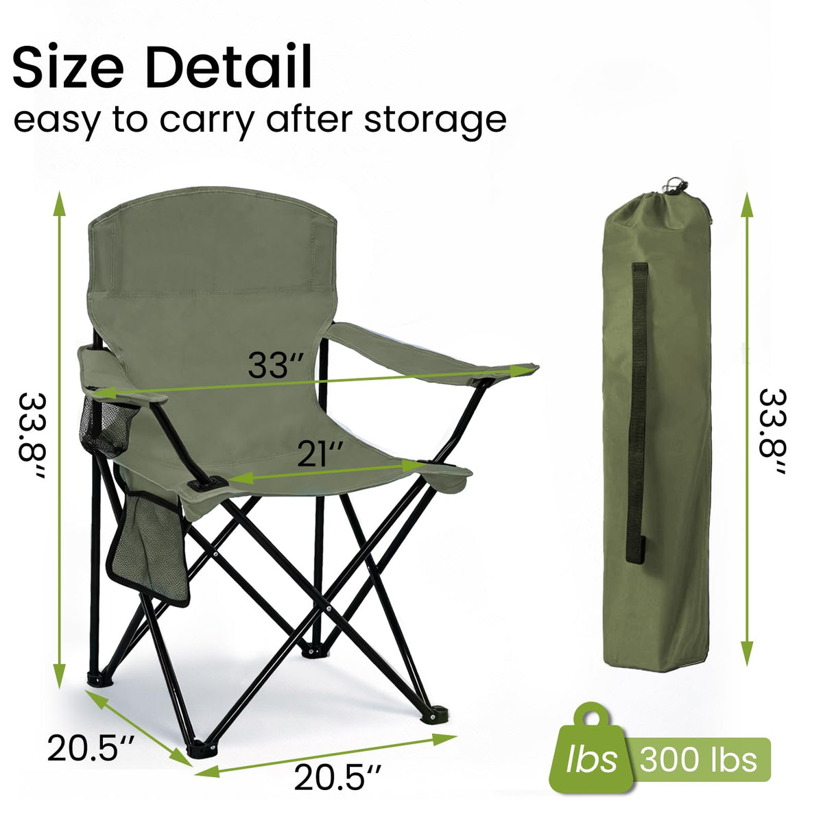 Camping Chair 2 Pack Portable Folding Chair Green U78681