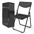 Black Plastic Folding Chairs with Mesh Seat, 10 Pack L39742