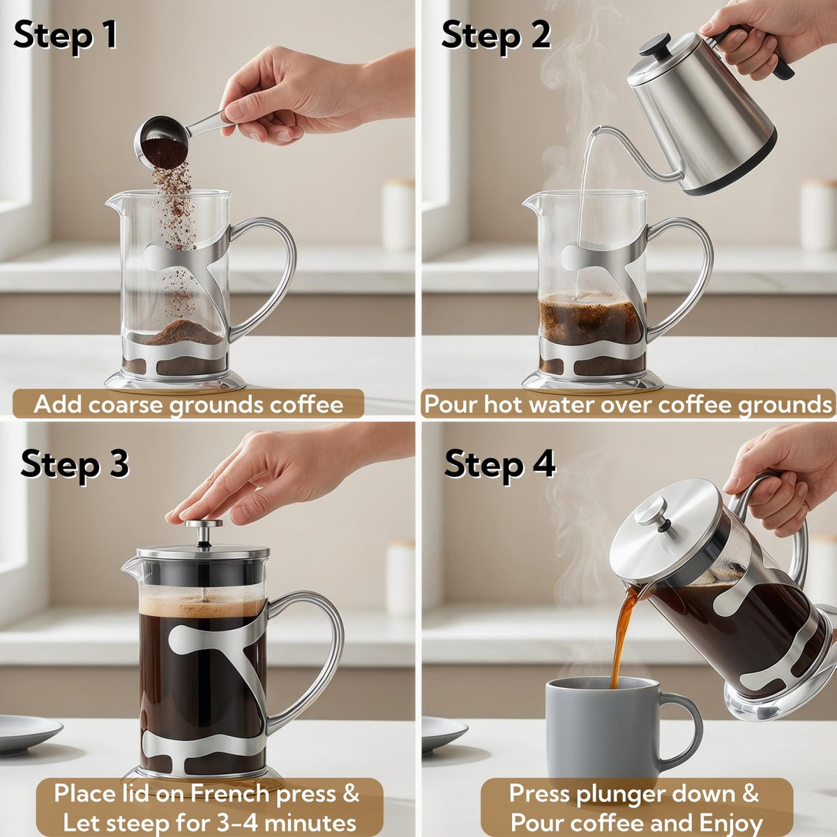 Stainless Steel French Press Coffee Maker 1L V568775