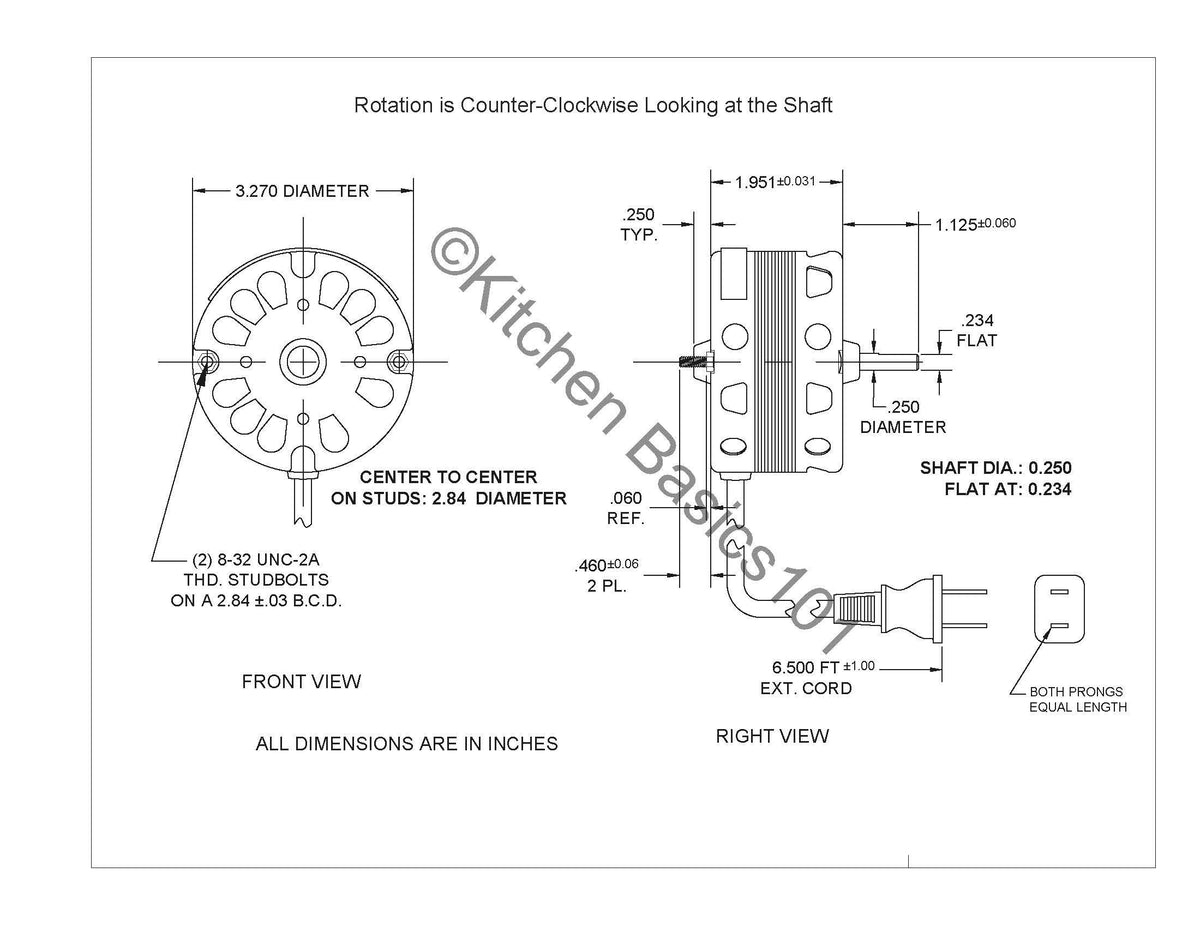 3.3 Inch Diameter Vent Fan Motor A86098