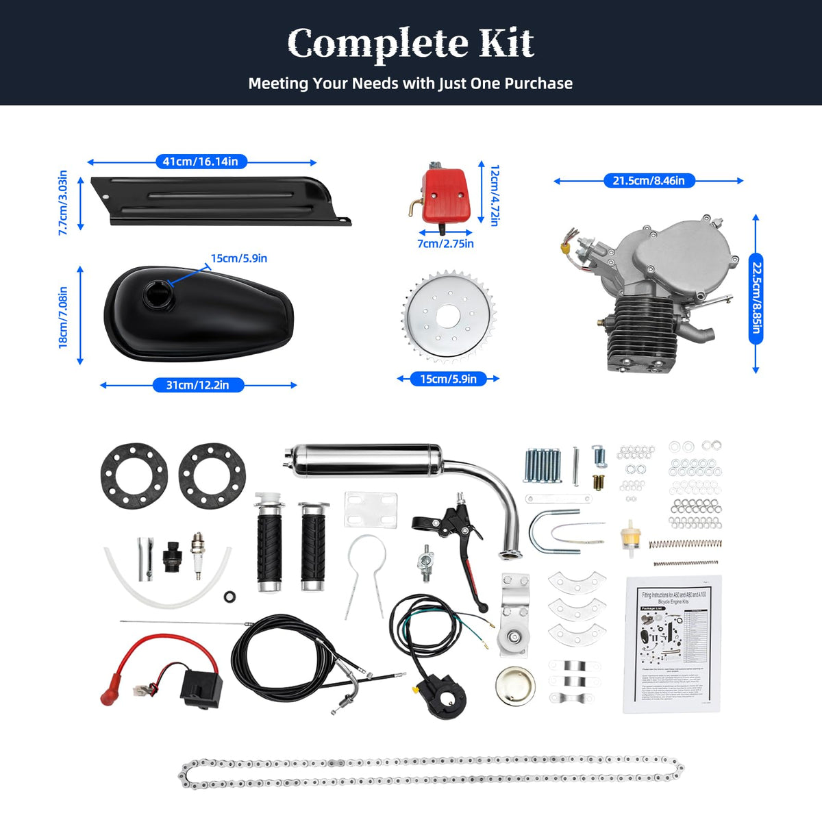 100cc 2-Stroke Gas Bicycle Motor Kit I712