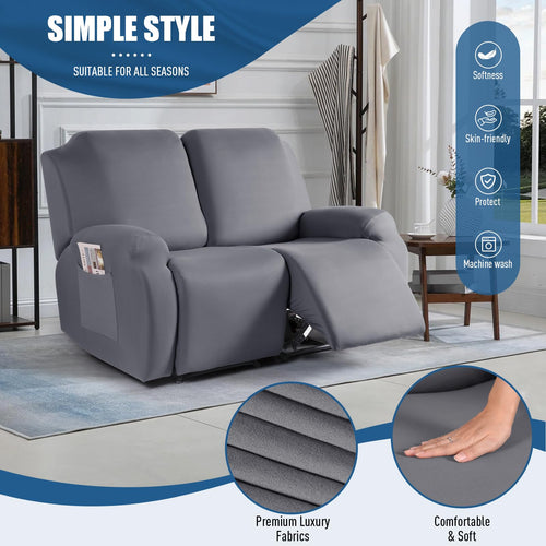 2 Piece Polyester Stretch Recliner Loveseat Slipcover Z8138