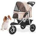 3-Wheel Dog Stroller with Storage Basket and Cup Holders, Tan C46401