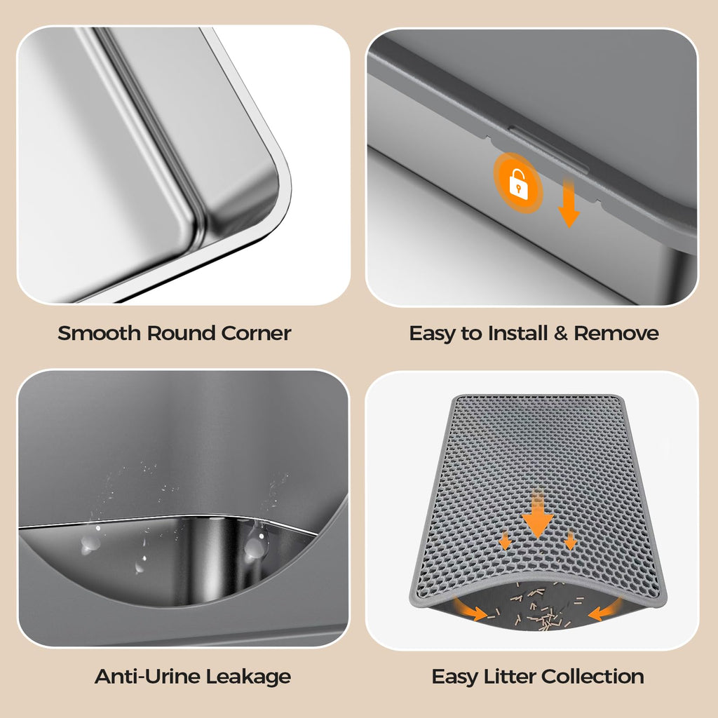 Stainless Steel Litter Box with Lid W4433