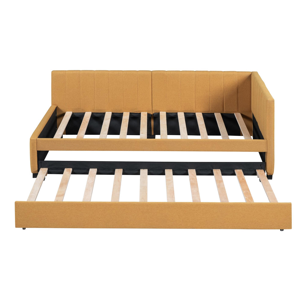 Twin Size Linen Upholstered Daybed with Trundle W5765