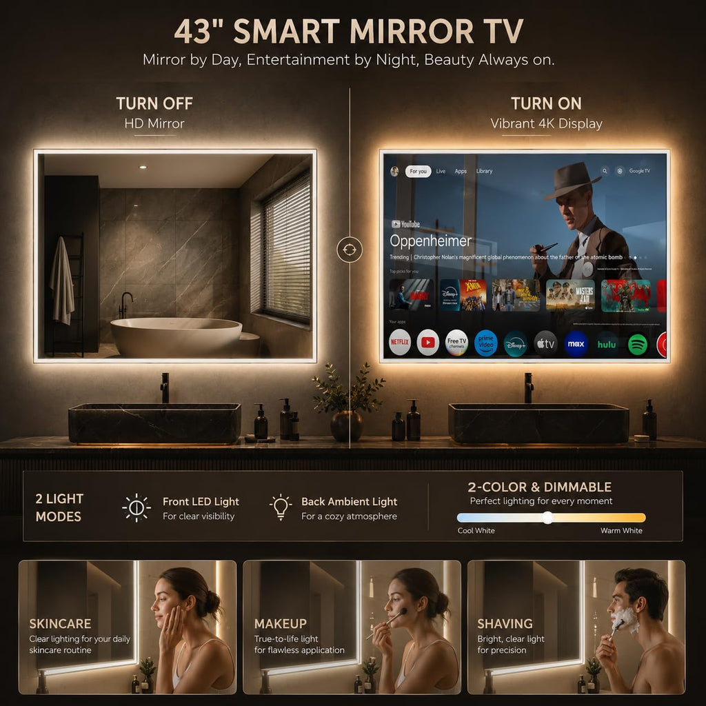 43" 4K UHD Smart Mirror TV with LED Light T948