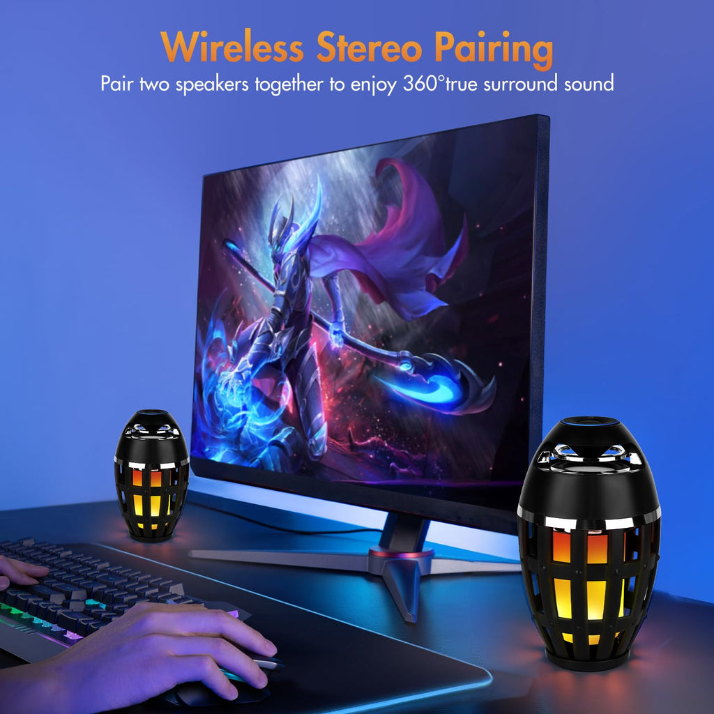 2 Pack Outdoor Bluetooth Flame Speakers with Stakes T343301