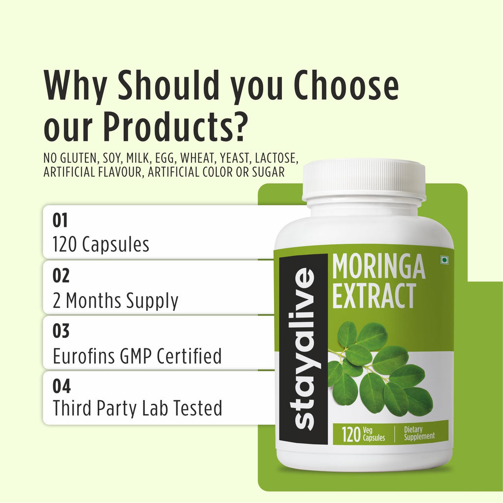 1000mg Moringa Capsules 20:1 Extract 120 Pills K165