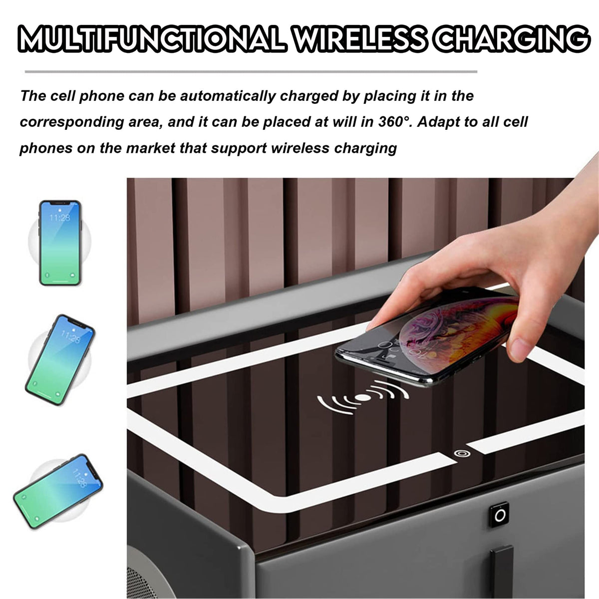 3-Color LED Nightstand with Wireless Charging Station and USB V770