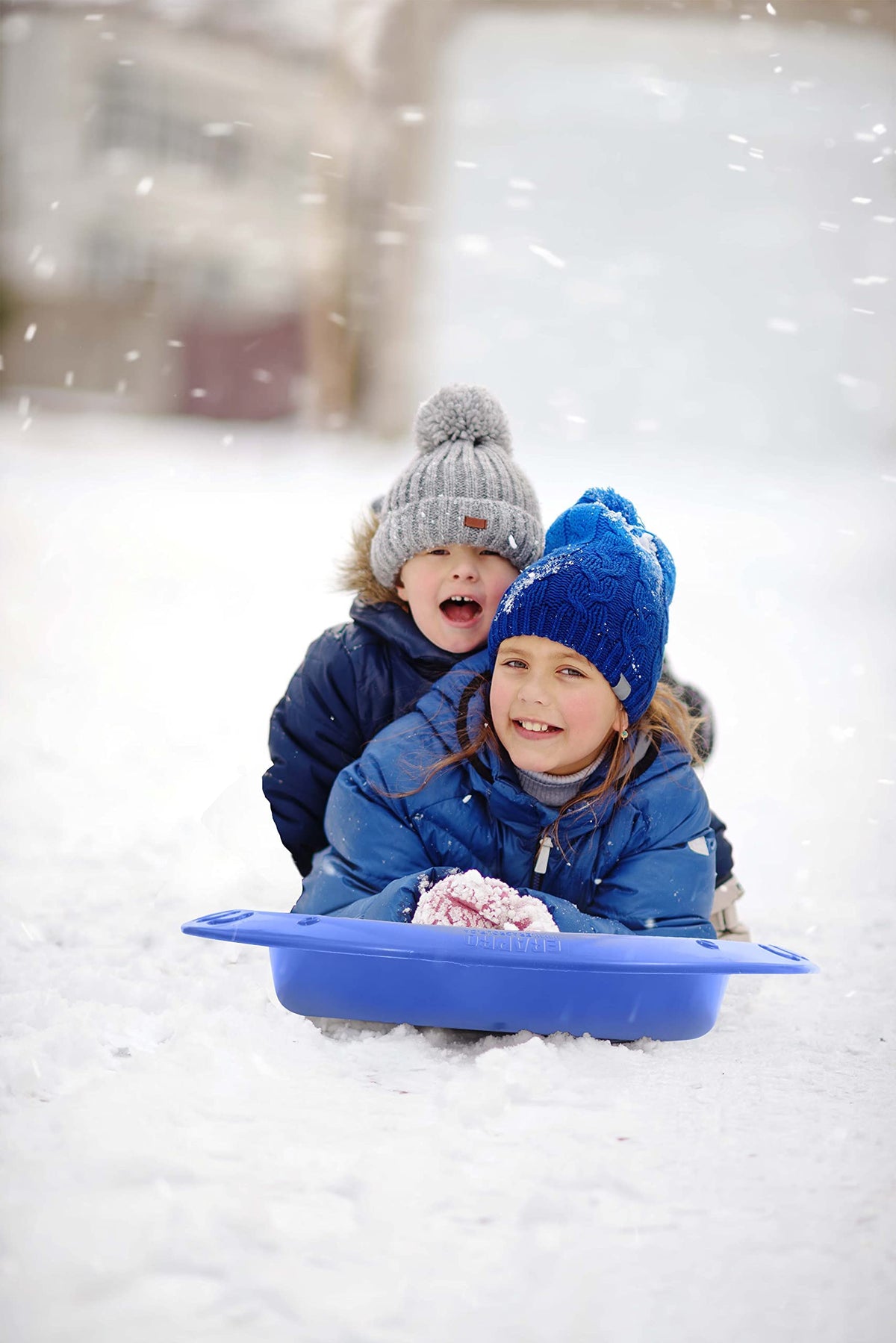 36" 48" Heavy Duty Plastic Toboggan Snow Sled with Handles, 3 Pack U17541