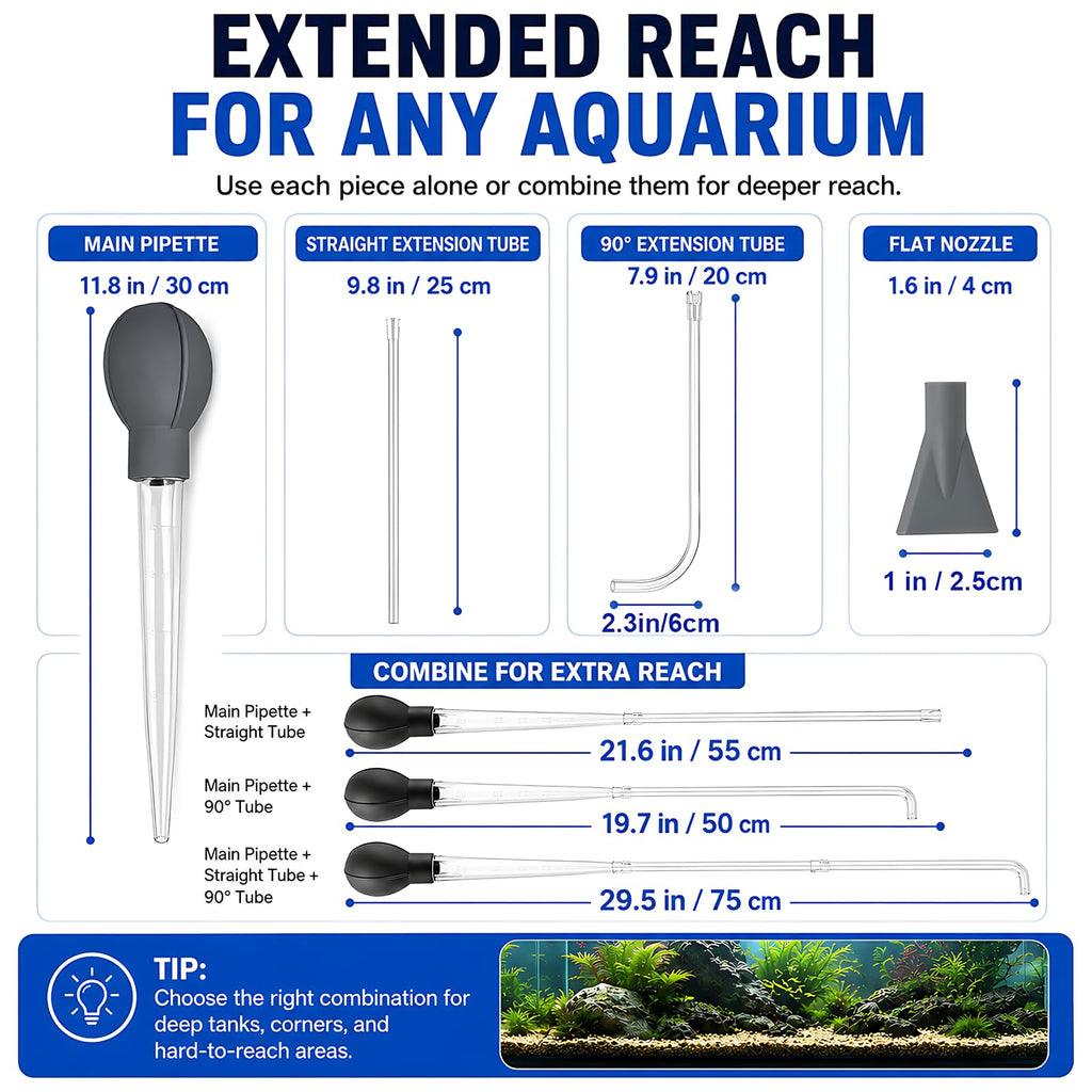 Aquarium Turkey Baster 4-in-1 Spot Cleaner and Coral Feeder 21.6 in Q52975