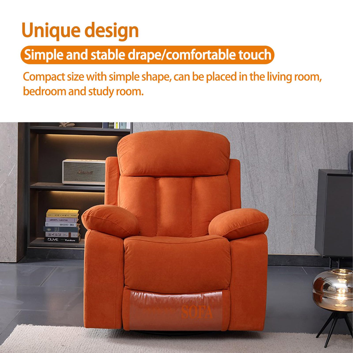 Gray Velvet Swivel Rocking Reclining Sofa U890462