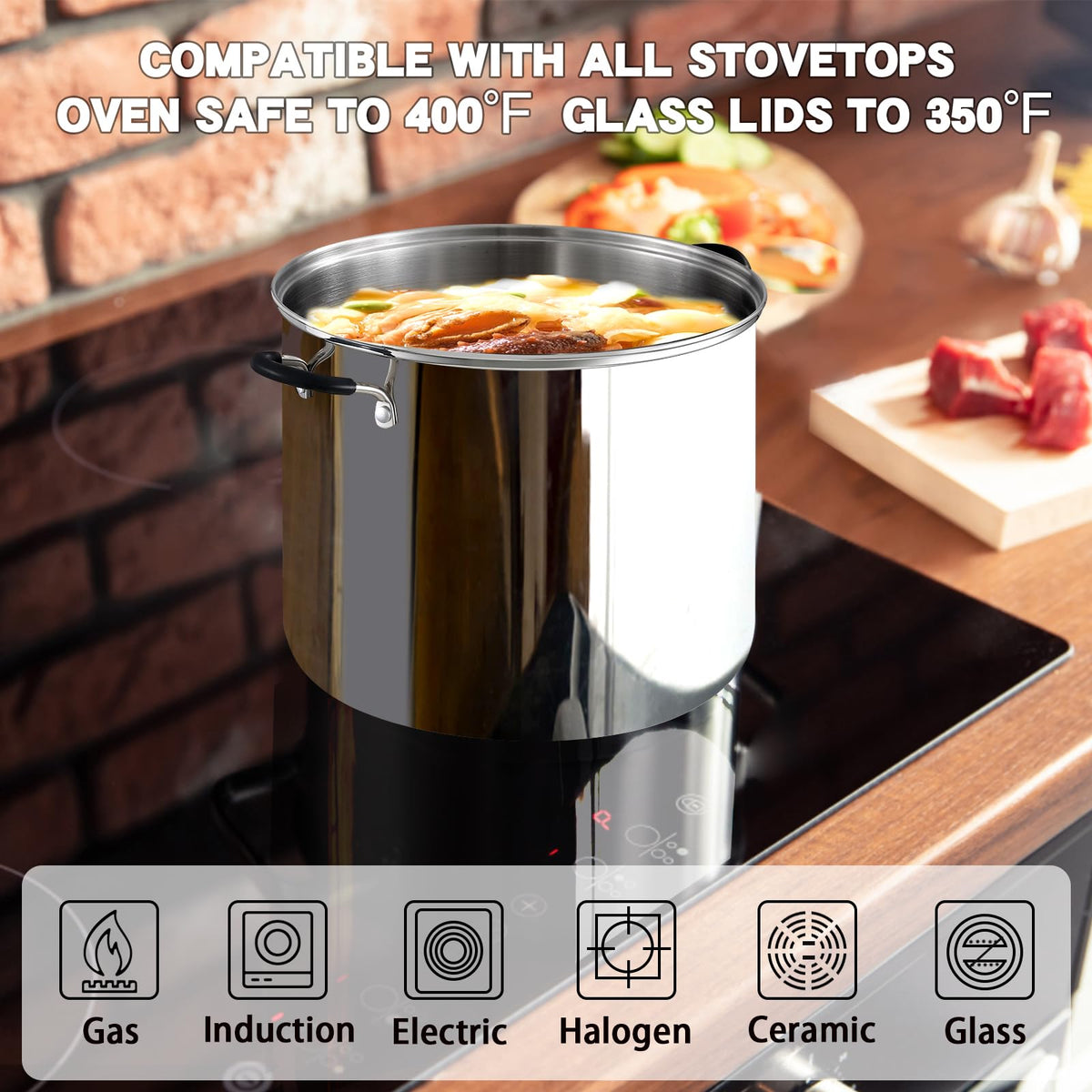 12-Quart Stainless Steel Stock Pot with Lid M875