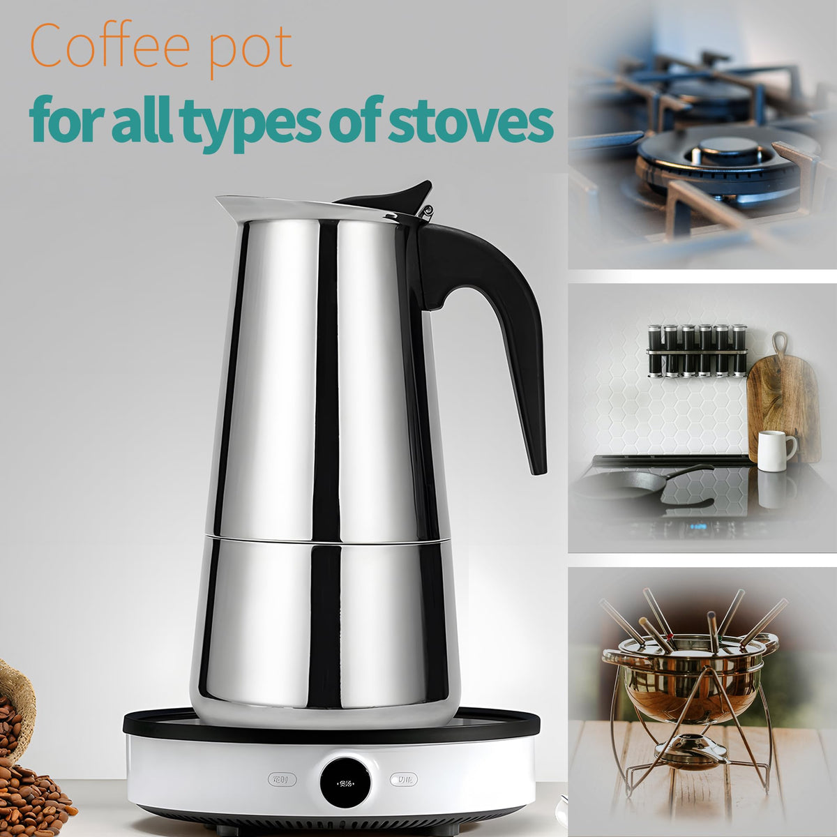Stainless Steel Stovetop Espresso Maker 300ml 6 cup N6548