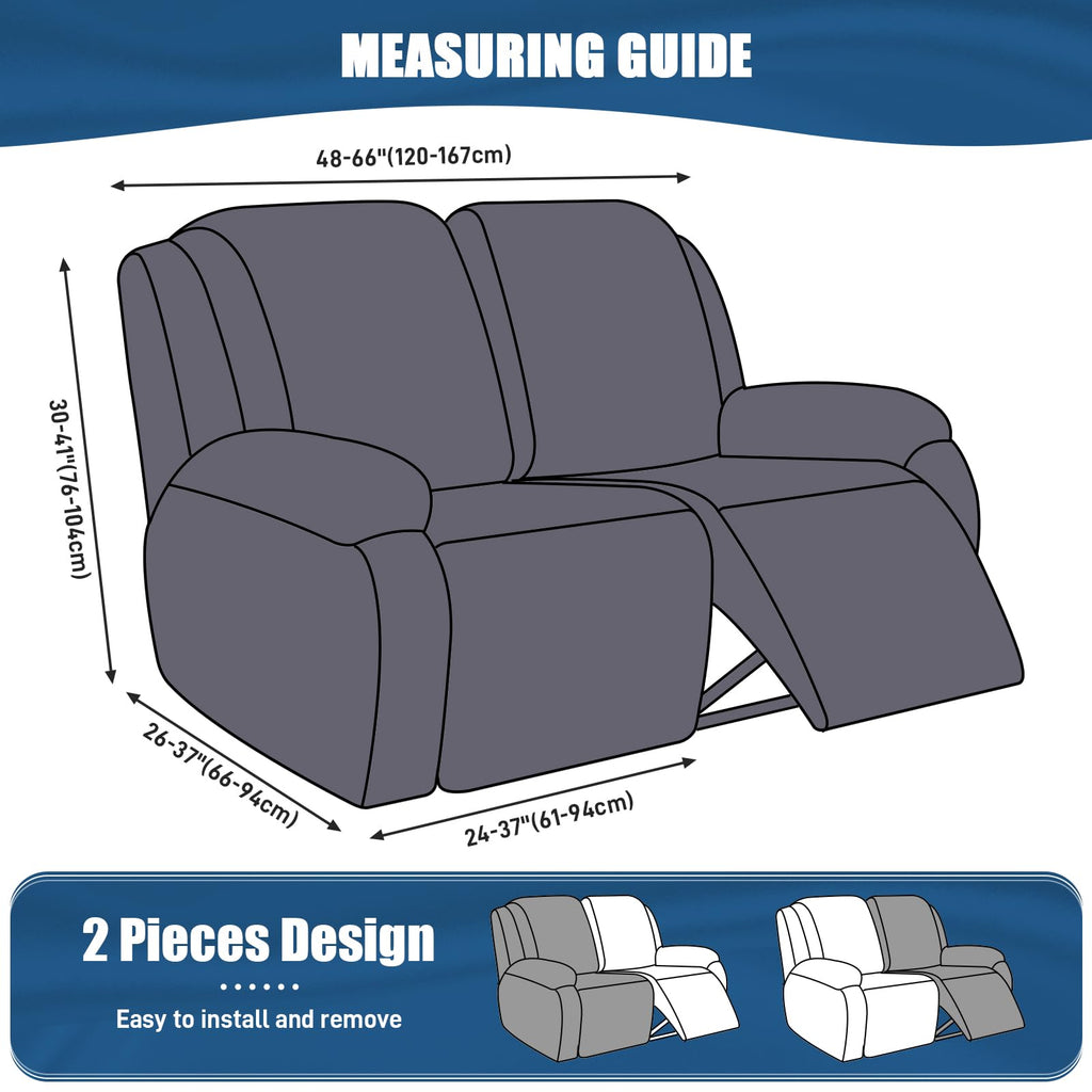 2 Piece Polyester Stretch Recliner Loveseat Slipcover Z8138