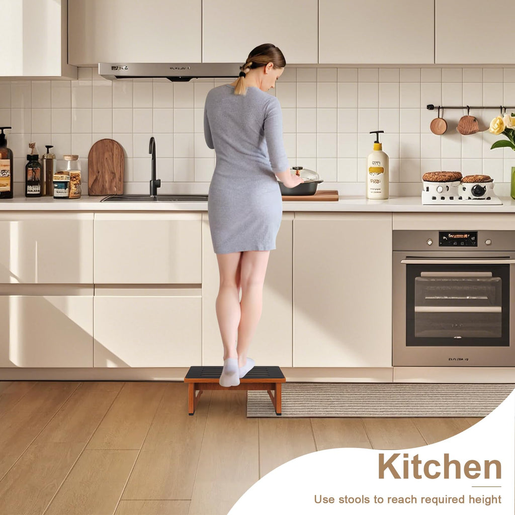 Brown Bed Step Stool with Handles F946