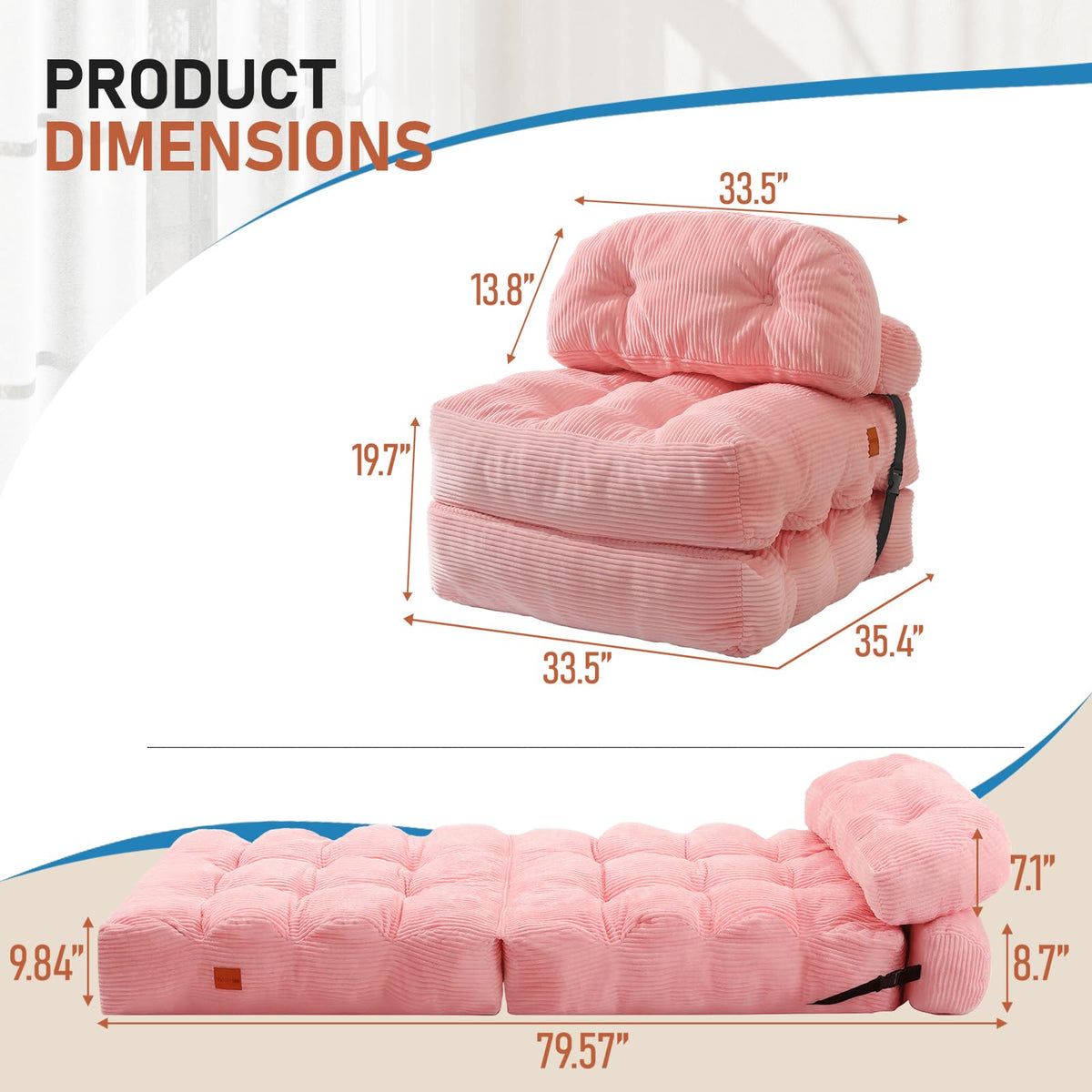 Folding Convertible Sofa Bed with Pillow Y603390