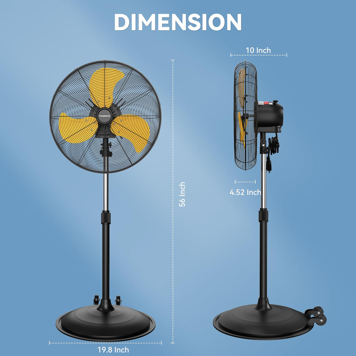 20 Inch 3-Speed Oscillating Metal Pedestal Fan with Wheels V29811