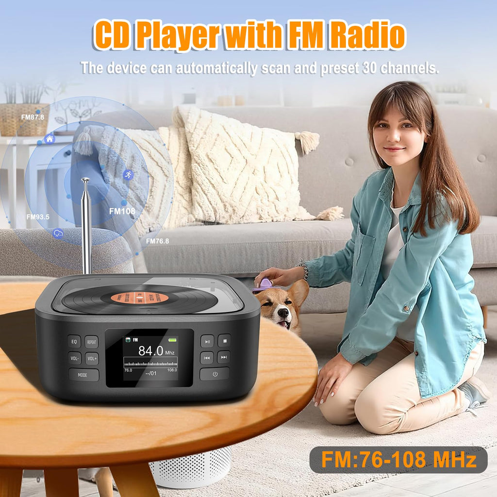 Portable CD Player with Bluetooth and Speakers T25394