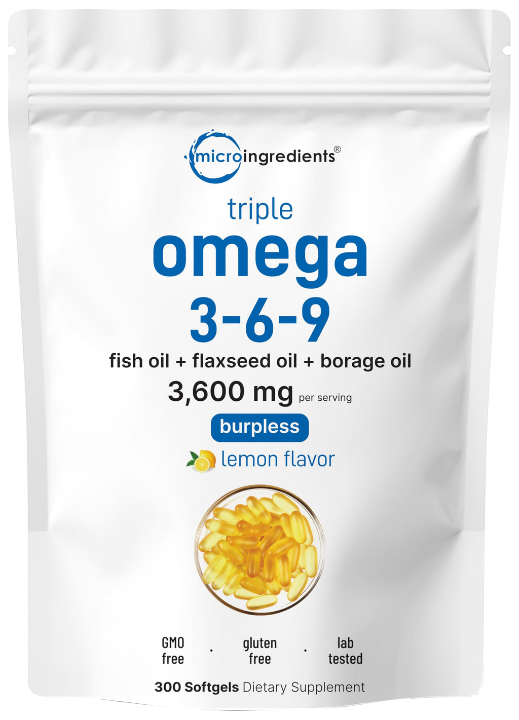 Omega 3-6-9 3600mg Lemon Flavor Softgels L12737