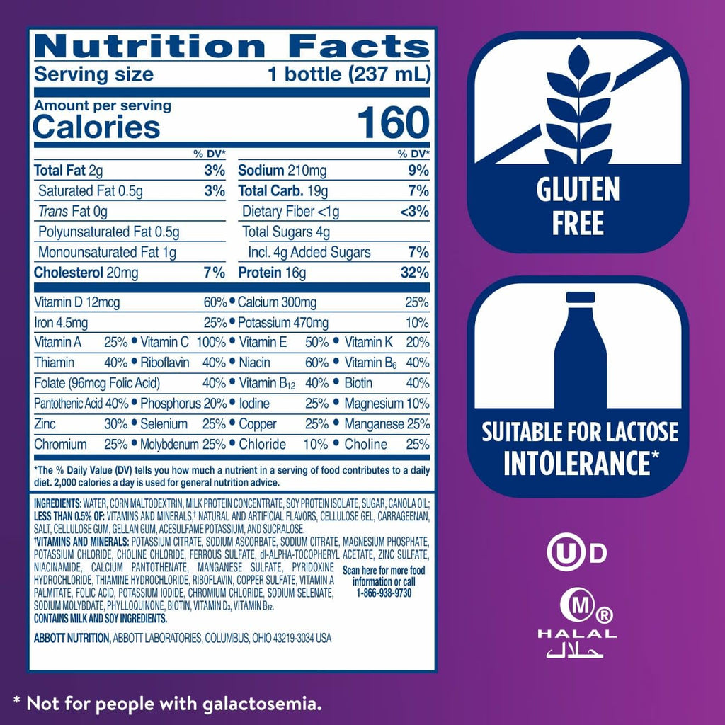 Vanilla Nutrition Shake with Fiber, 16g Protein, 8 fl oz, 24 Pack J54801