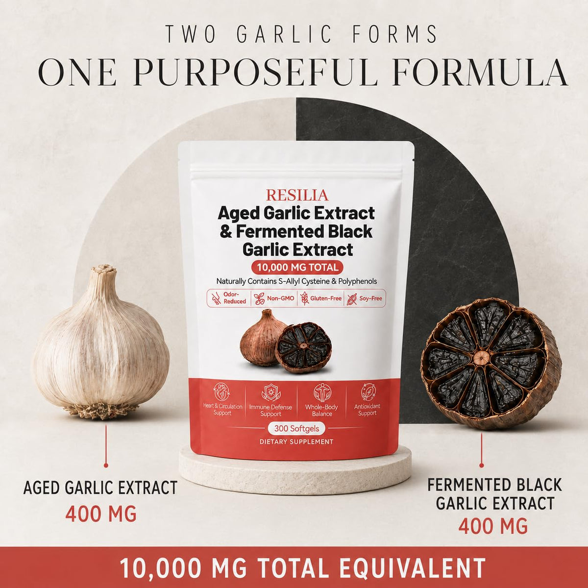 Aged Garlic Extract & Fermented Black Garlic Extract Softgels U127632