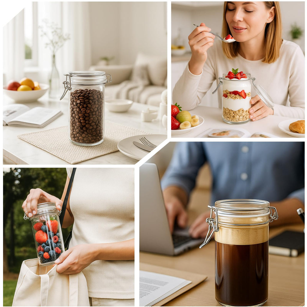 8 PCS 16 oz Glass Jars with Airtight Lid Z78017