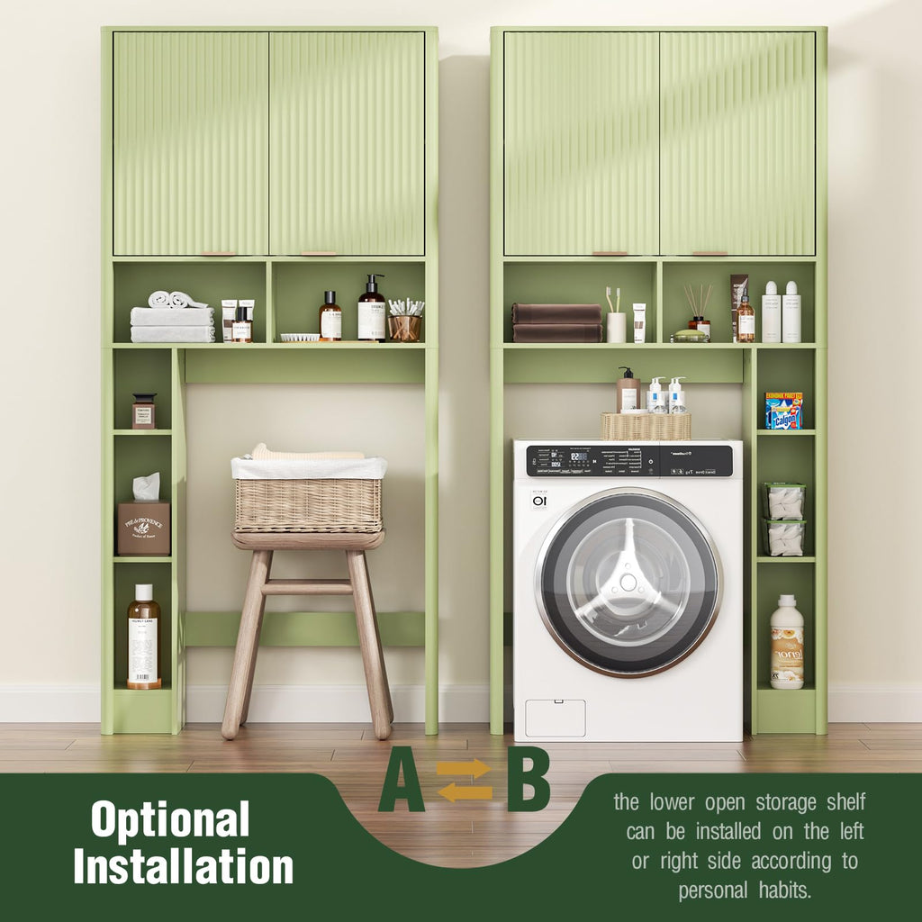 Green Over the Toilet Storage Cabinet with Adjustable Shelf A129678