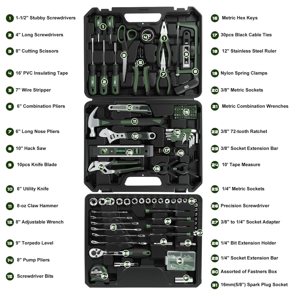 269-Piece Green Hand Tool Set J201102