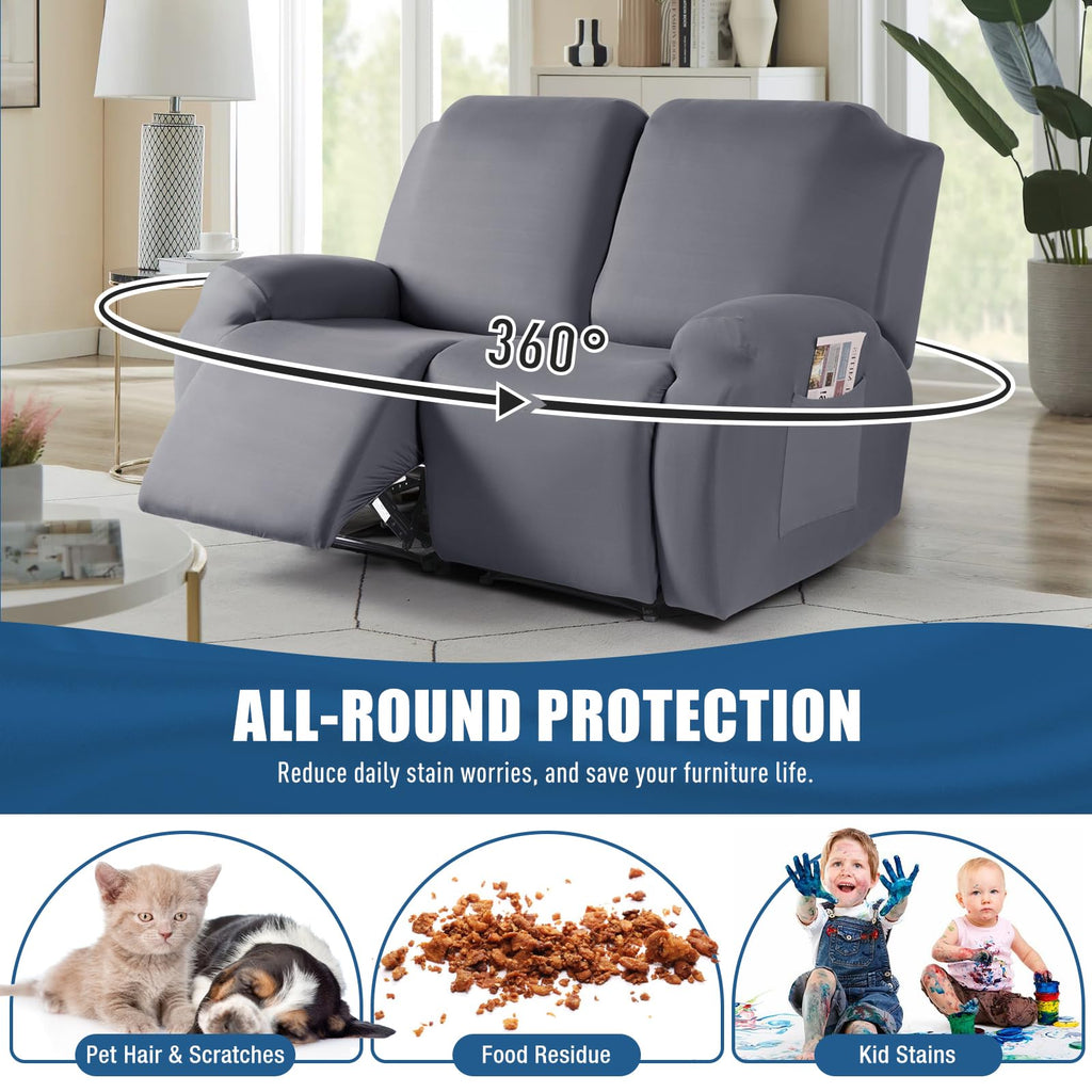 2 Piece Polyester Stretch Recliner Loveseat Slipcover Z8138
