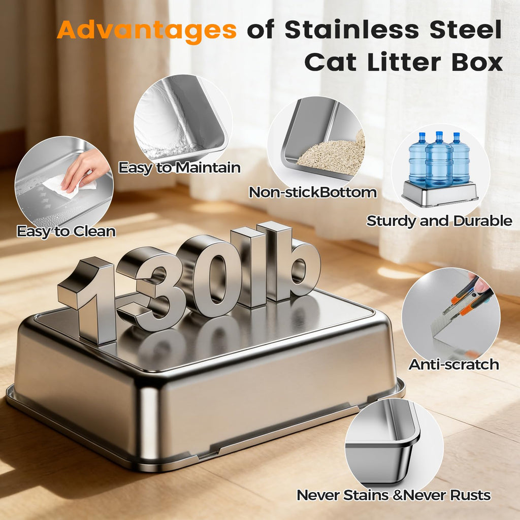 Stainless Steel Litter Box with Lid W4433