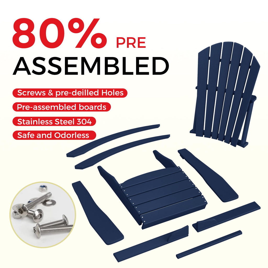 Navy Blue HDPE Adirondack Chair I825988