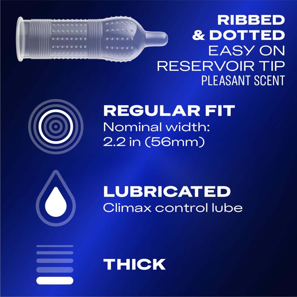 Ribbed Dotted Lubricated Latex Condoms, 3 Count K376475