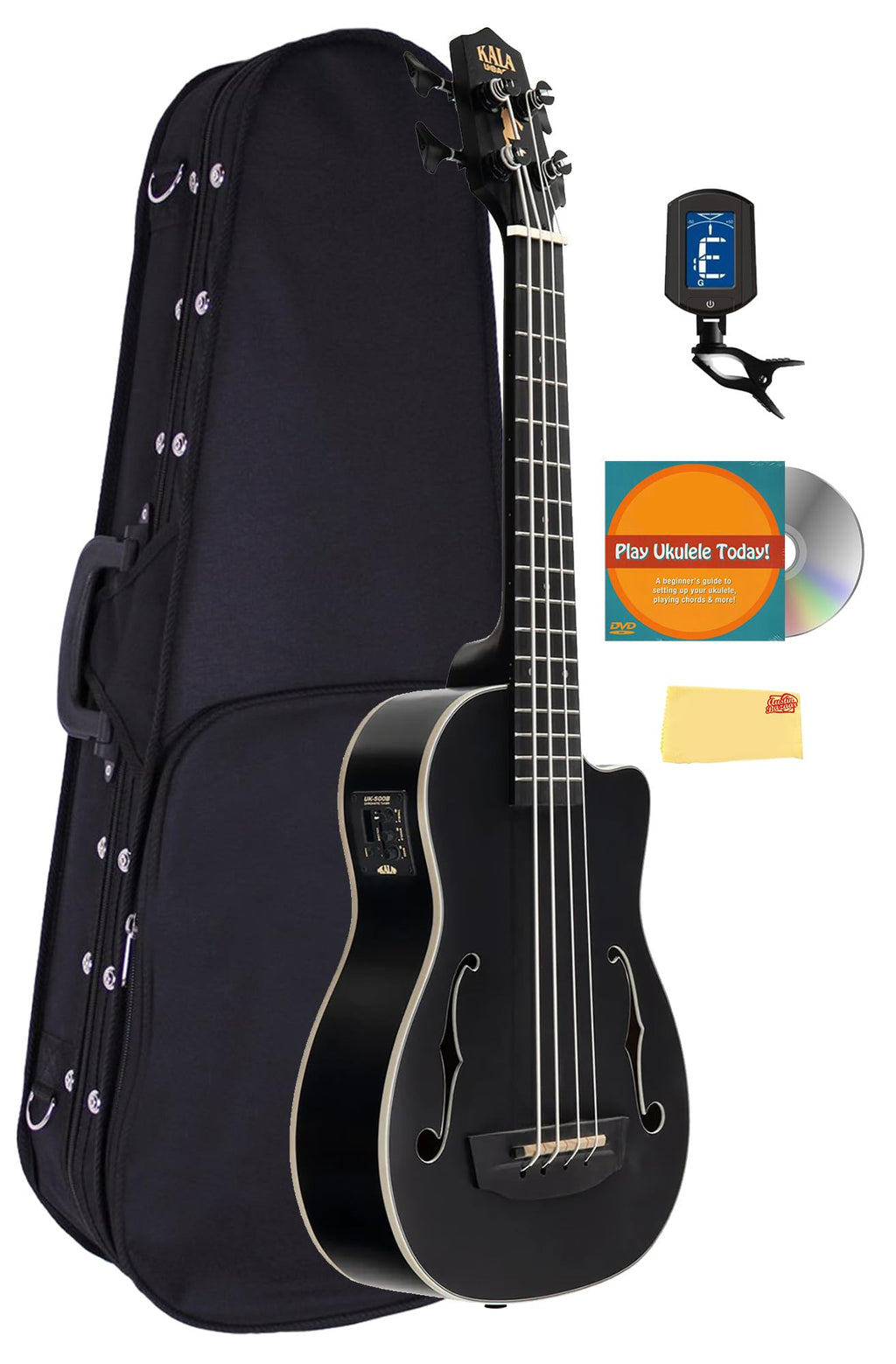 Black Mahogany Acoustic-Electric Ukulele Bass with Case O5130