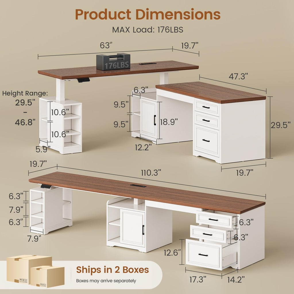 L Shaped Standing Desk with Storage C469275
