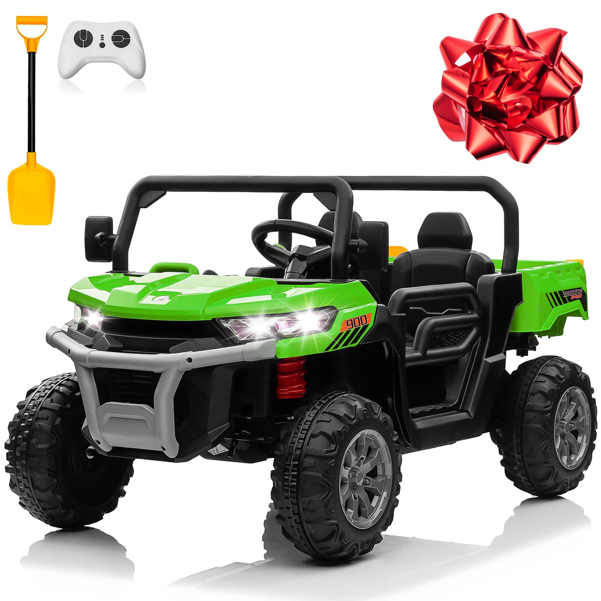 24V 4WD Ride on Truck Car with Dump Bed, 2 Seaters, Remote Control, Green N91680