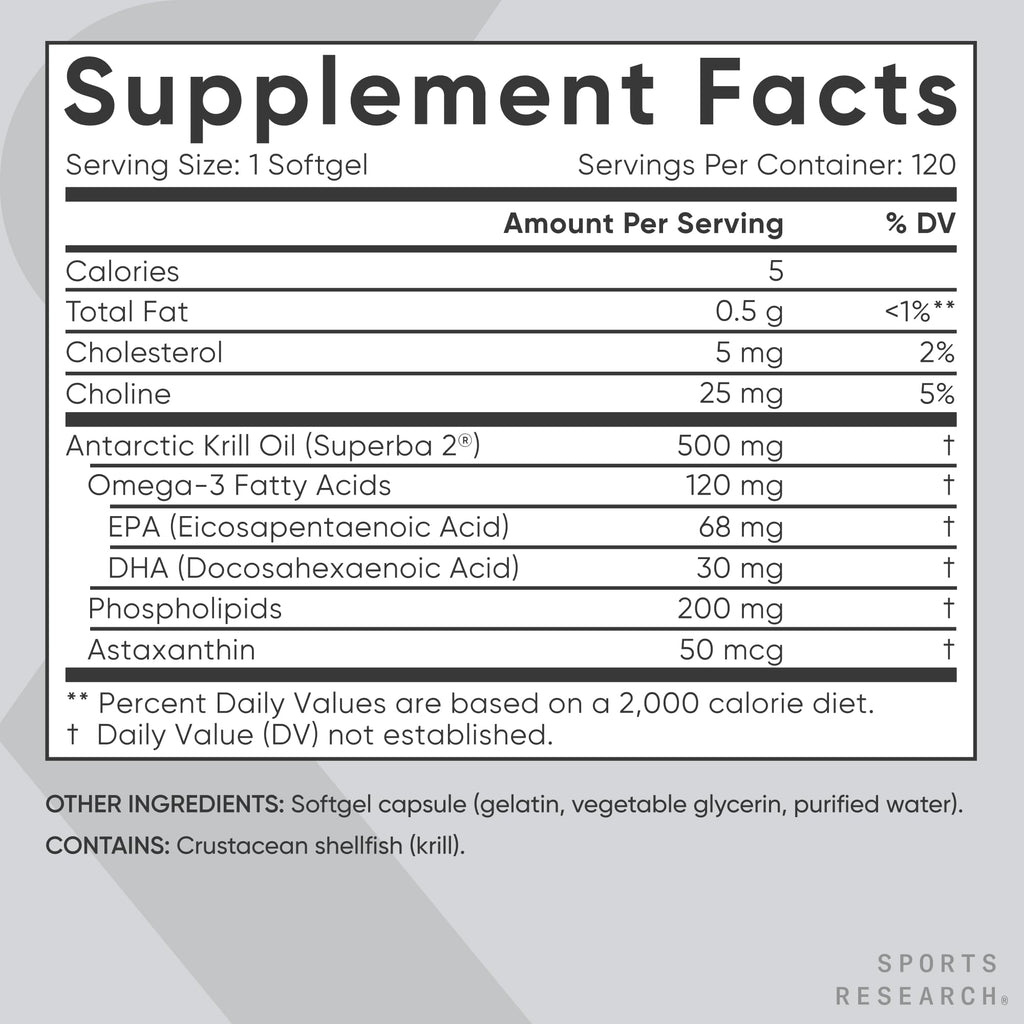 Krill Oil Omega-3 Softgels 500mg with Astaxanthin, Electrolyte I54838