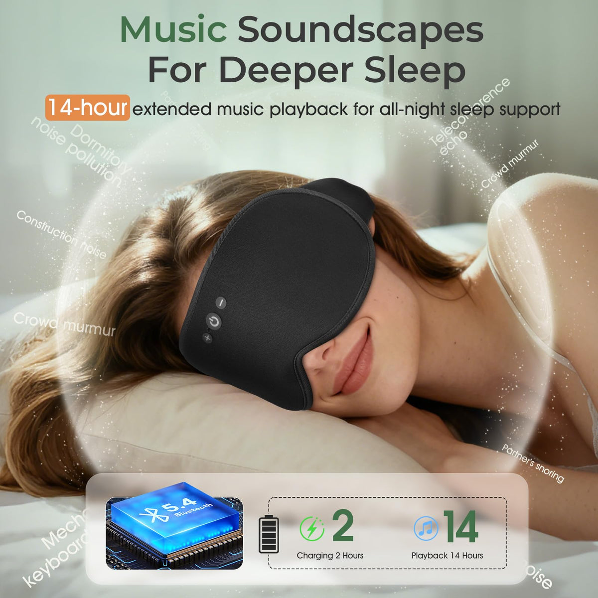 Bluetooth Sleep Mask with Hot & Cold Gel Insert E710882